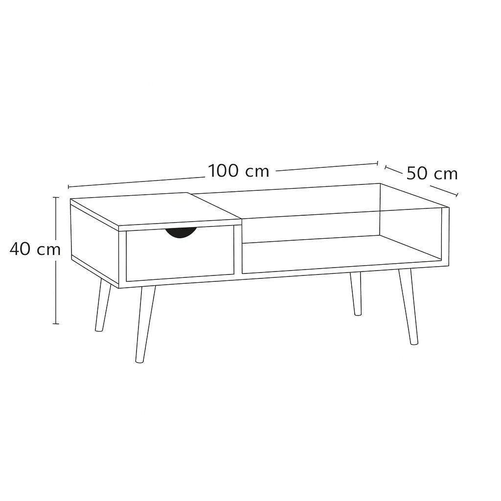 Coffee table - MDF wood - Brown - 100x50x40 cm - Cataloug
