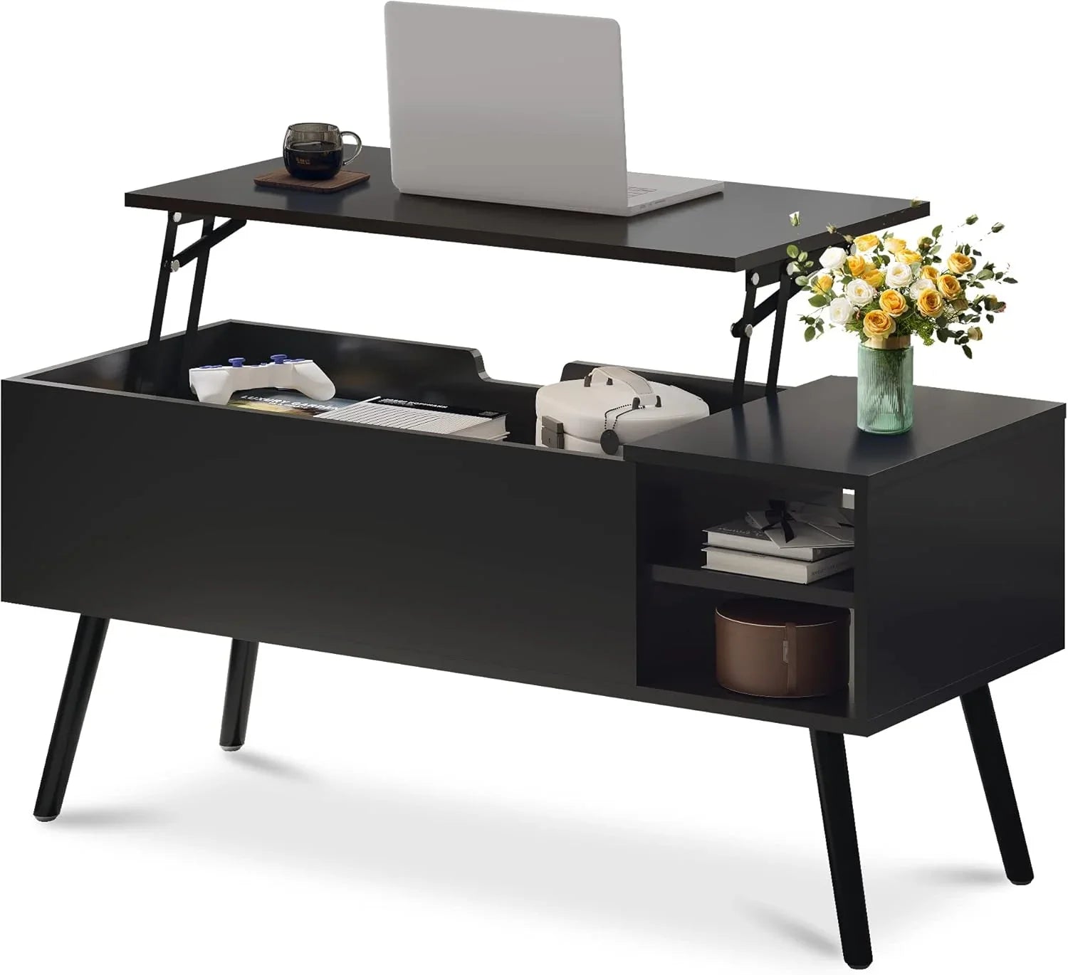 Coffee table - MDF wood - Black - 100x50x40 cm - Cataloug