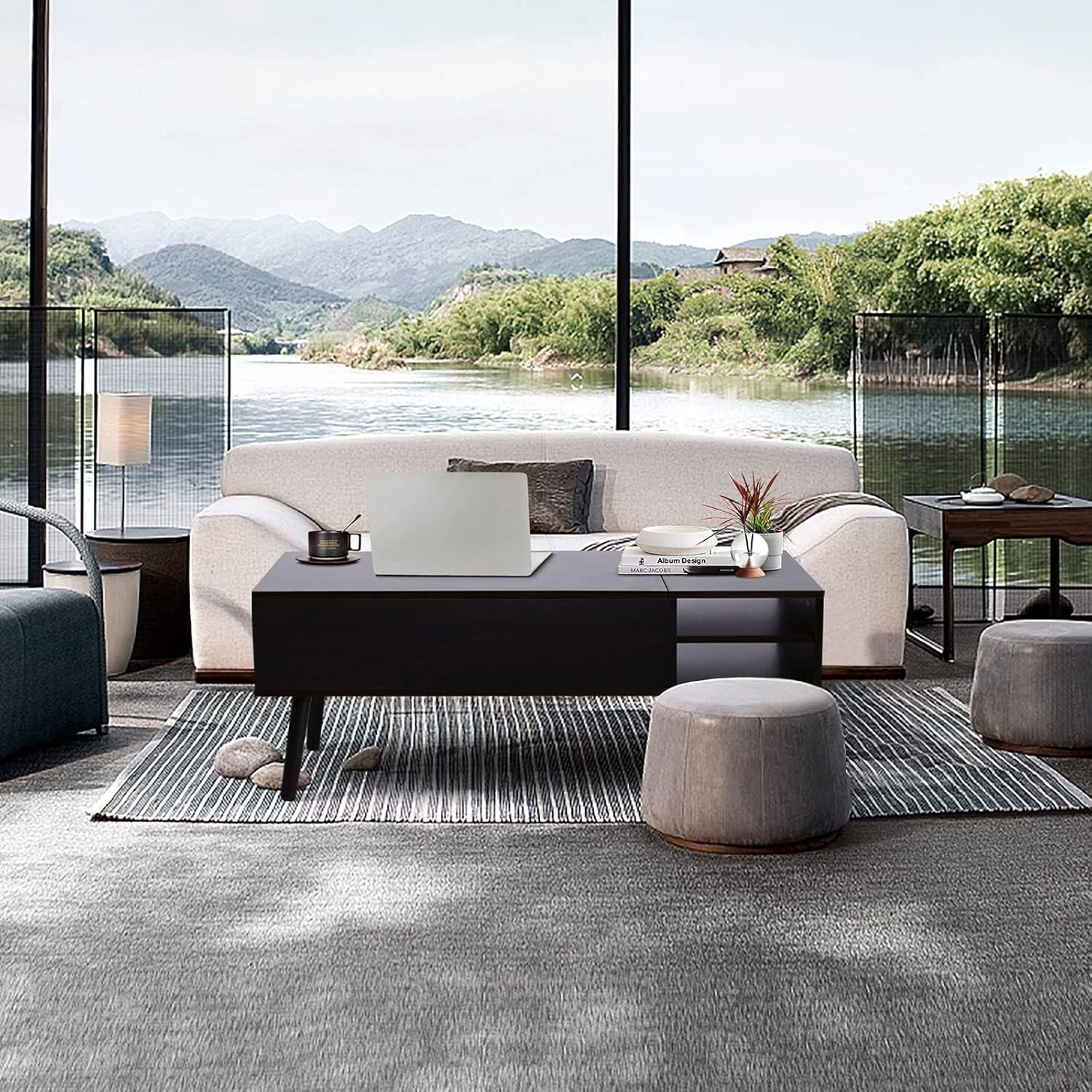 Coffee table - MDF wood - Black - 100x50x40 cm - Cataloug