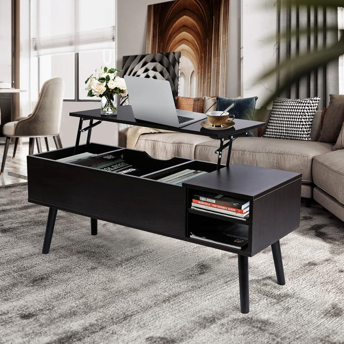 Coffee table - MDF wood - Black - 100x50x40 cm - Cataloug