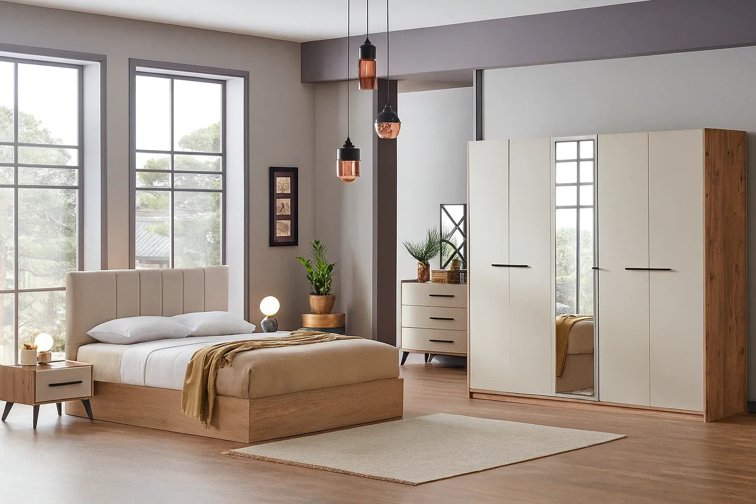 Full Bedroom - MDF -White & Beige - Cataloug