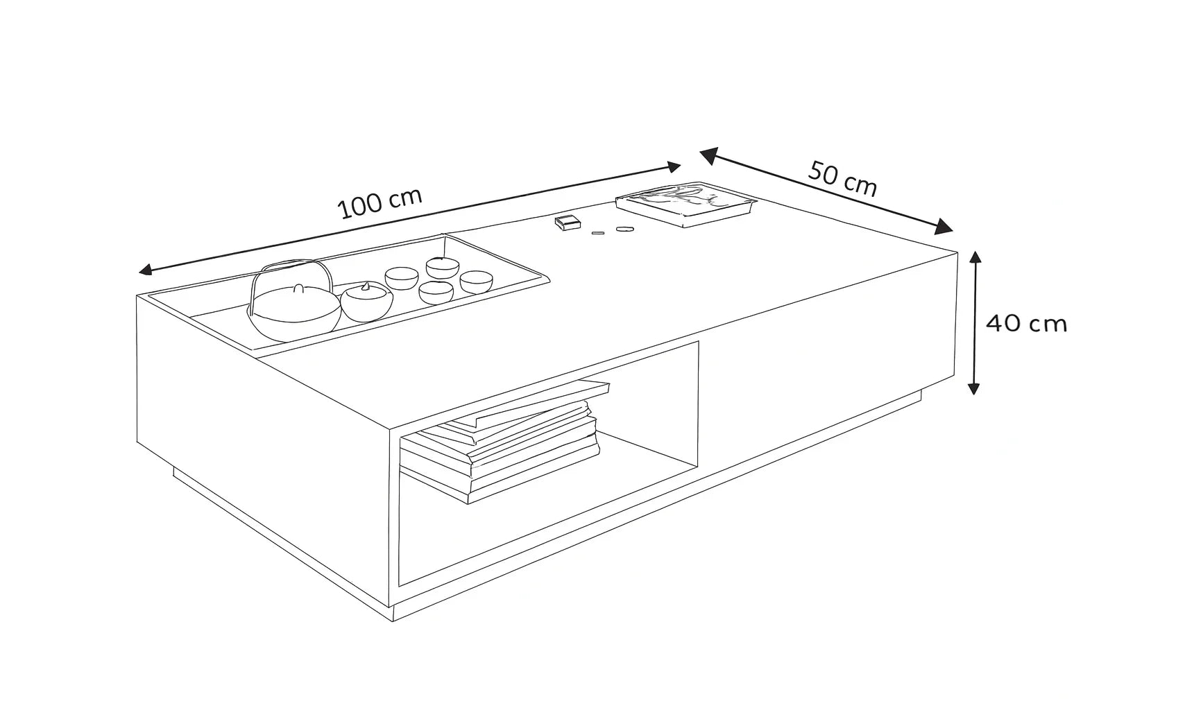 Coffee table - MDF wood - Black & Brown - 100x50x40 cm - Cataloug