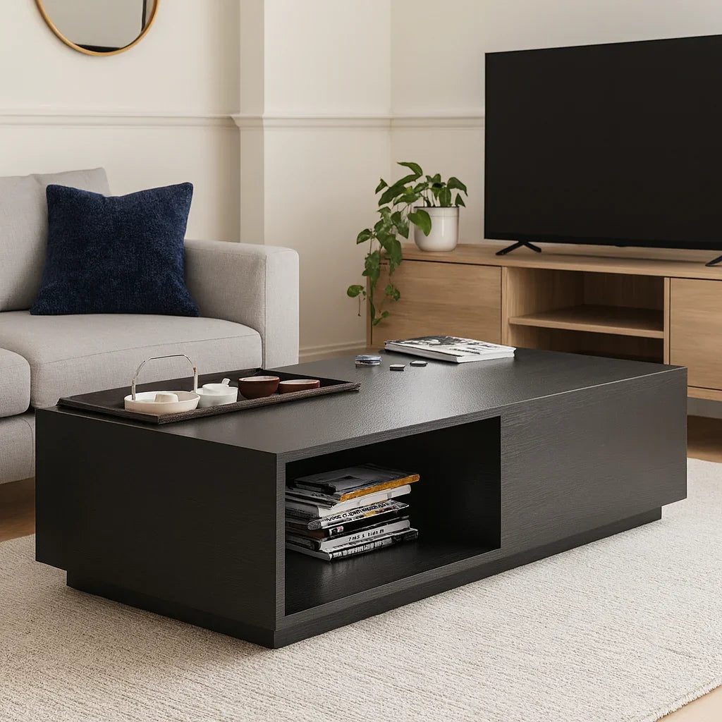Coffee table - MDF wood - Black & Brown - 100x50x40 cm - Cataloug