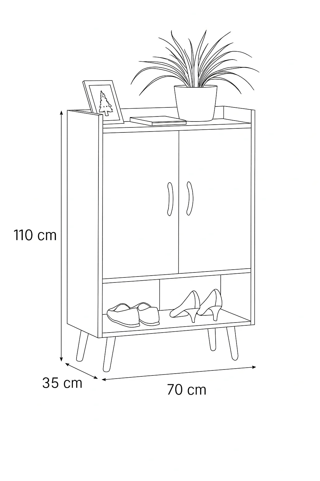 Shoe Rack - MDF wood - White - 70x35x110 cm - Cataloug