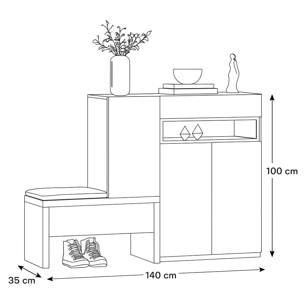 Shoe Rack - MDF wood - Brown - 140x35x100 cm - Cataloug