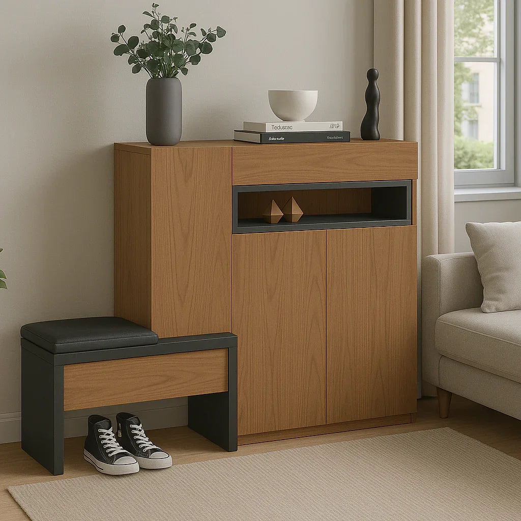 Shoe Rack - MDF wood - Brown - 140x35x100 cm - Cataloug