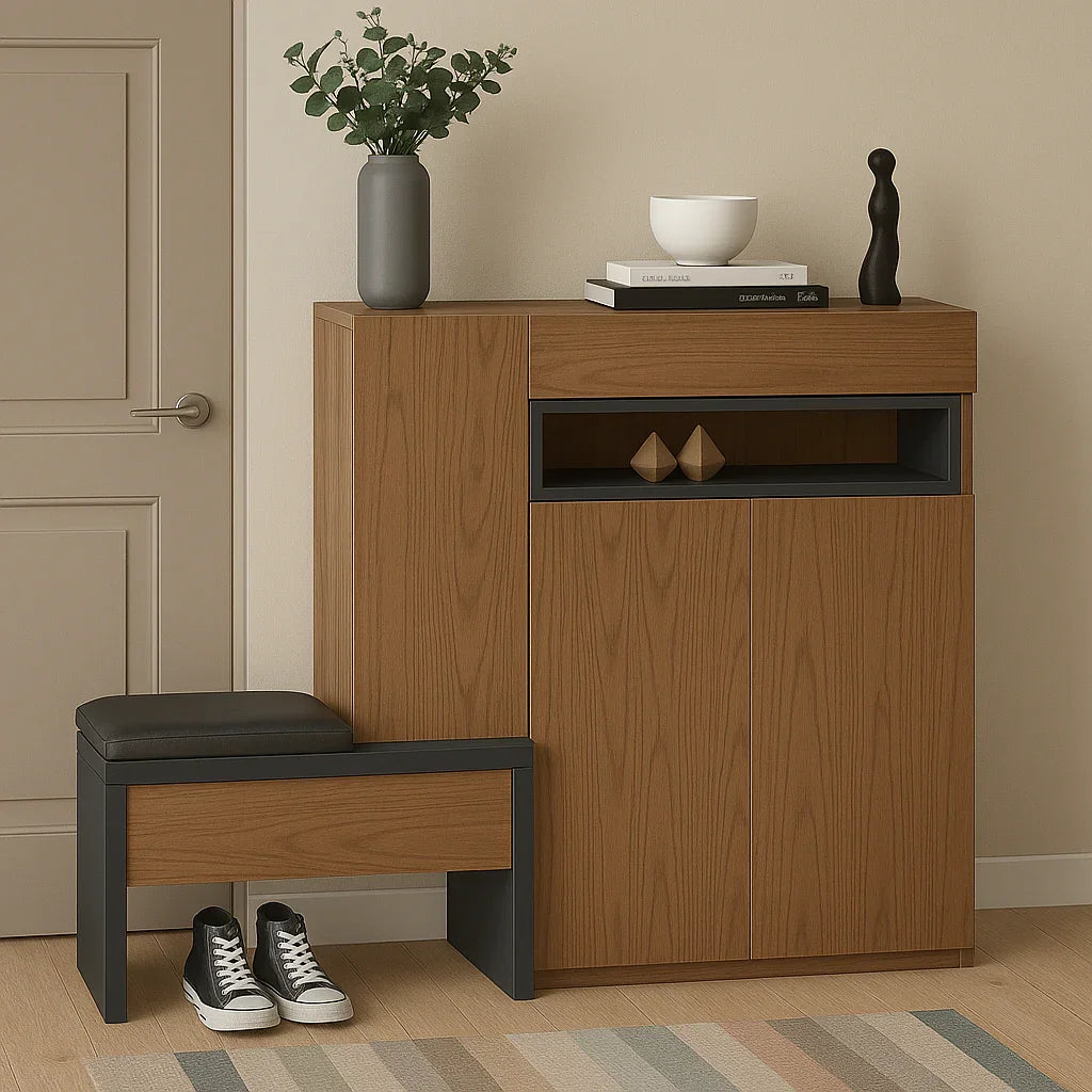 Shoe Rack - MDF wood - Brown - 140x35x100 cm - Cataloug