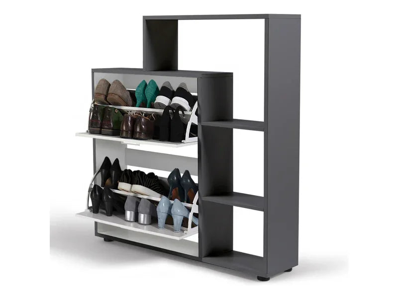 Shoe Rack - MDF wood - grey & White - 80x35x100 cm - Cataloug