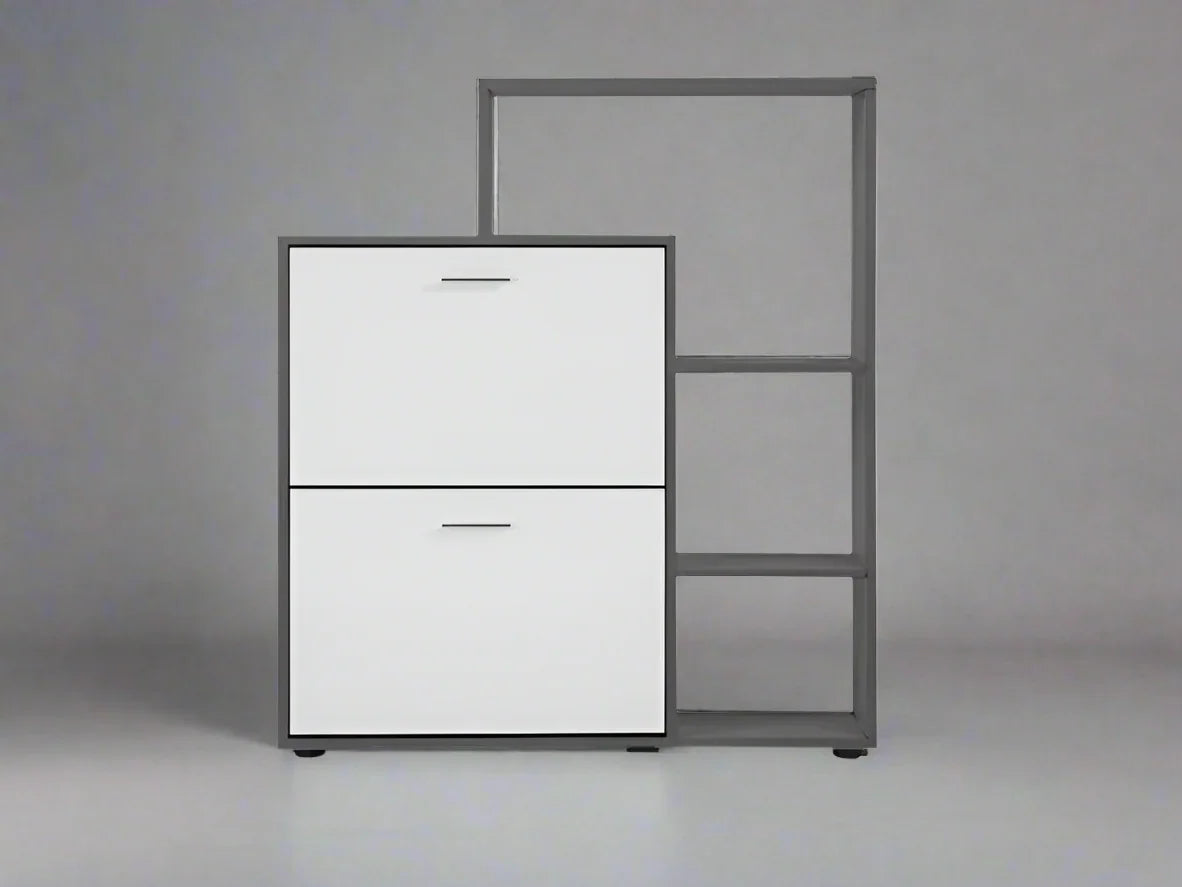 Shoe Rack - MDF wood - grey & White - 80x35x100 cm