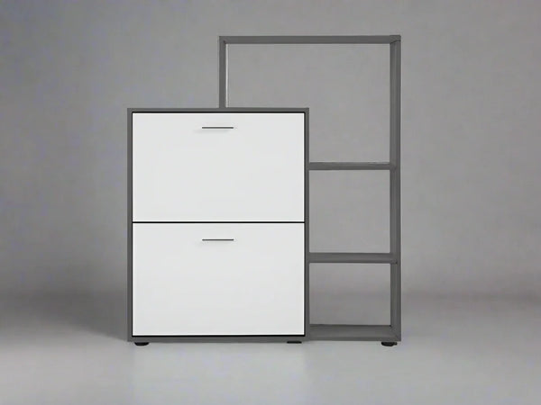 Shoe Rack - MDF wood - grey & White - 80x35x100 cm - Cataloug