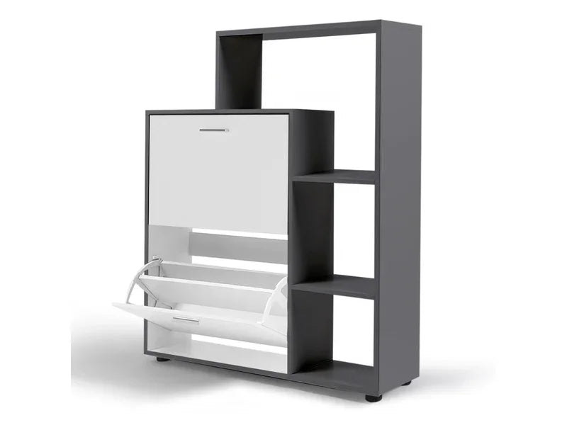 Shoe Rack - MDF wood - grey & White - 80x35x100 cm - Cataloug