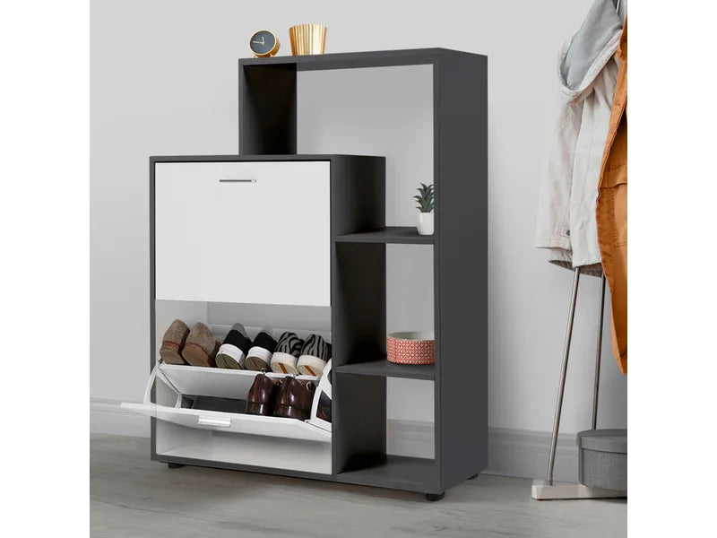 Shoe Rack - MDF wood - grey & White - 80x35x100 cm - Cataloug