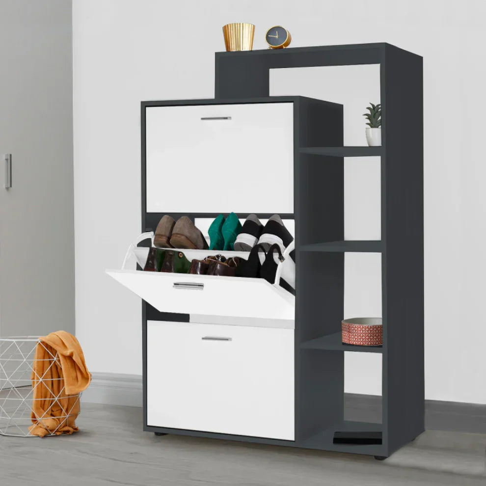 Shoe rack - MDF Wood - Grey & White - 80x35x100 cm - Cataloug