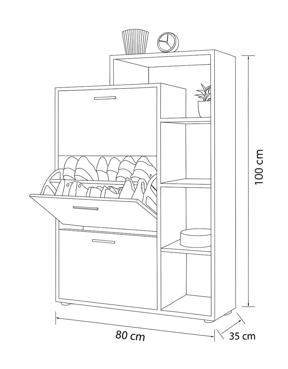 Shoe rack - MDF Wood - Grey & White - 80x35x100 cm - Cataloug