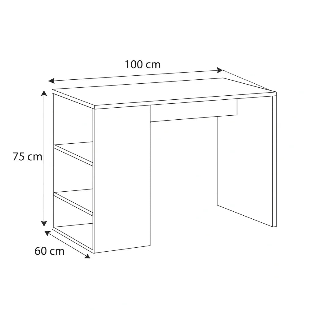 Desk - MDF Wood - White & Beige - 100x60x75 cm - Cataloug