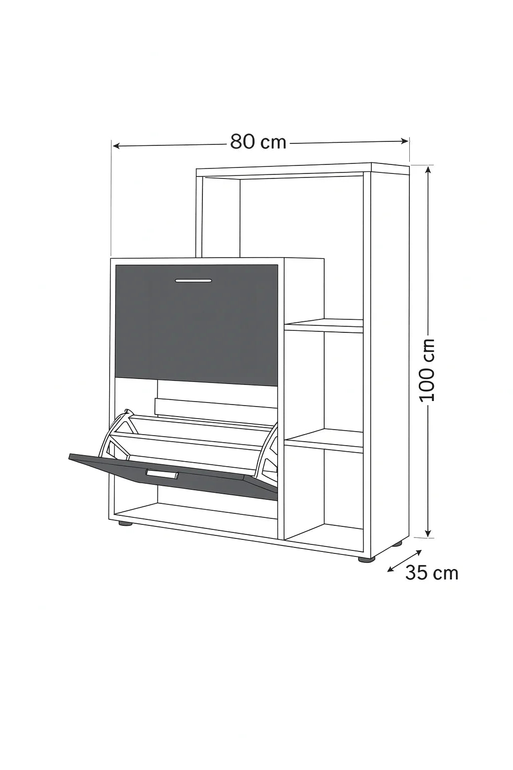Shoe Rack - MDF wood - White & grey - 80x35x100 cm - Cataloug