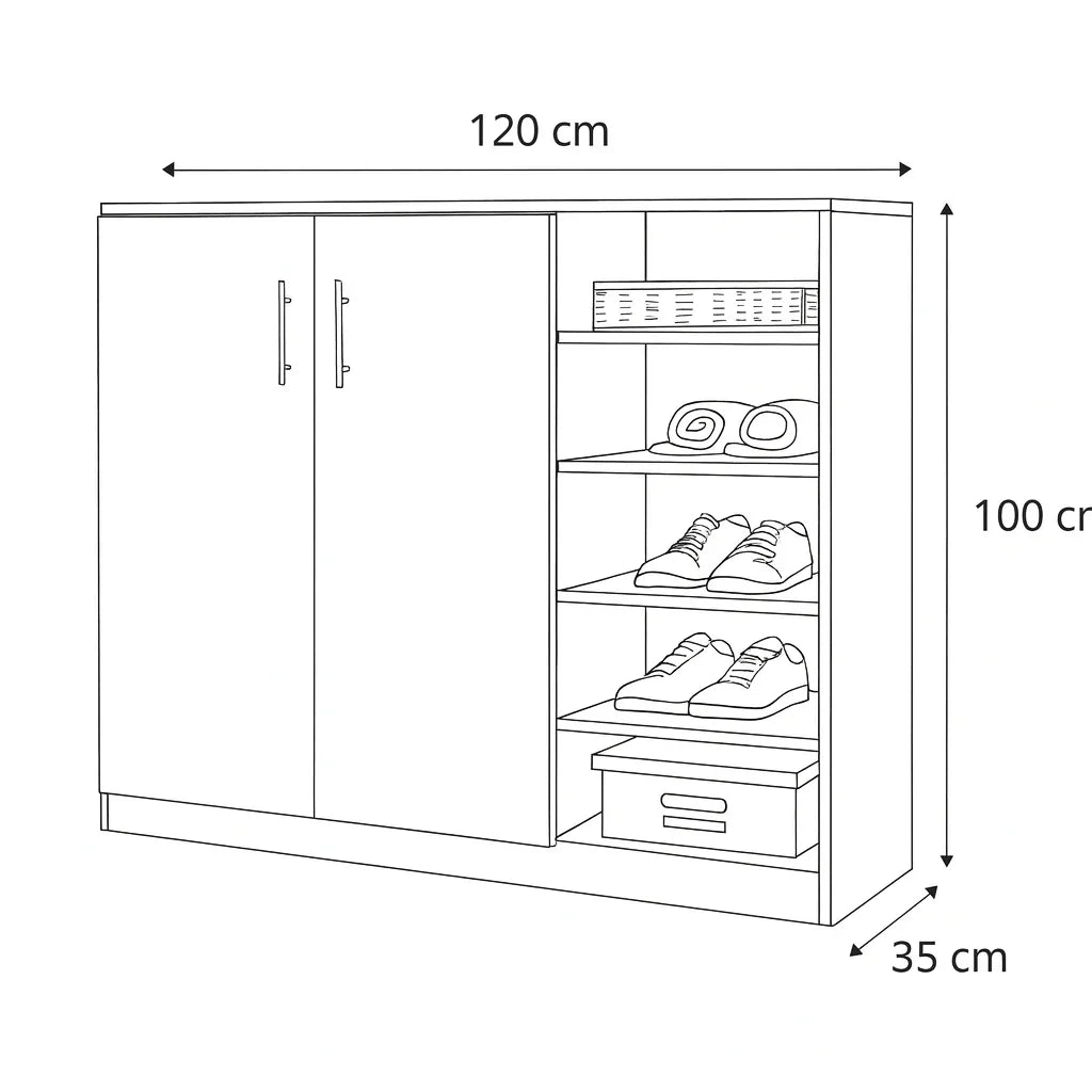 Shoe Rack - MDF wood - grey - 120x35x100 cm - Cataloug