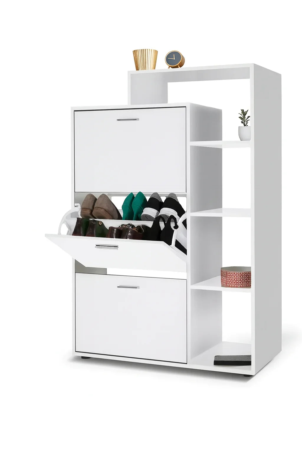 Shoe Rack - MDF wood - White - 80x35x120 cm - Cataloug