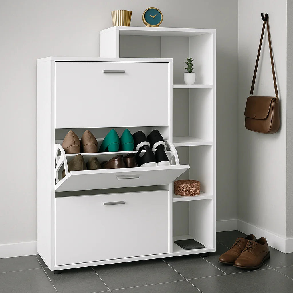 Shoe Rack - MDF wood - White - 80x35x120 cm - Cataloug