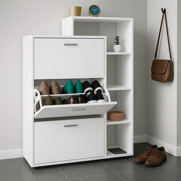 Shoe Rack - MDF wood - White - 80x35x120 cm - Cataloug