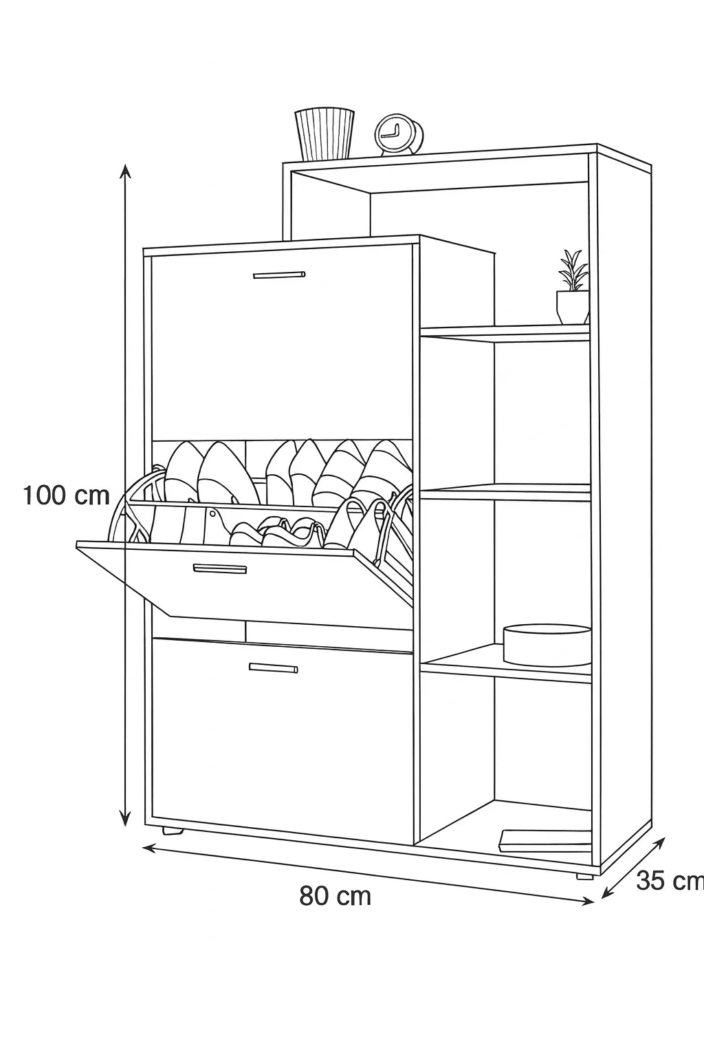 Shoe Rack - MDF wood - White - 80x35x120 cm - Cataloug
