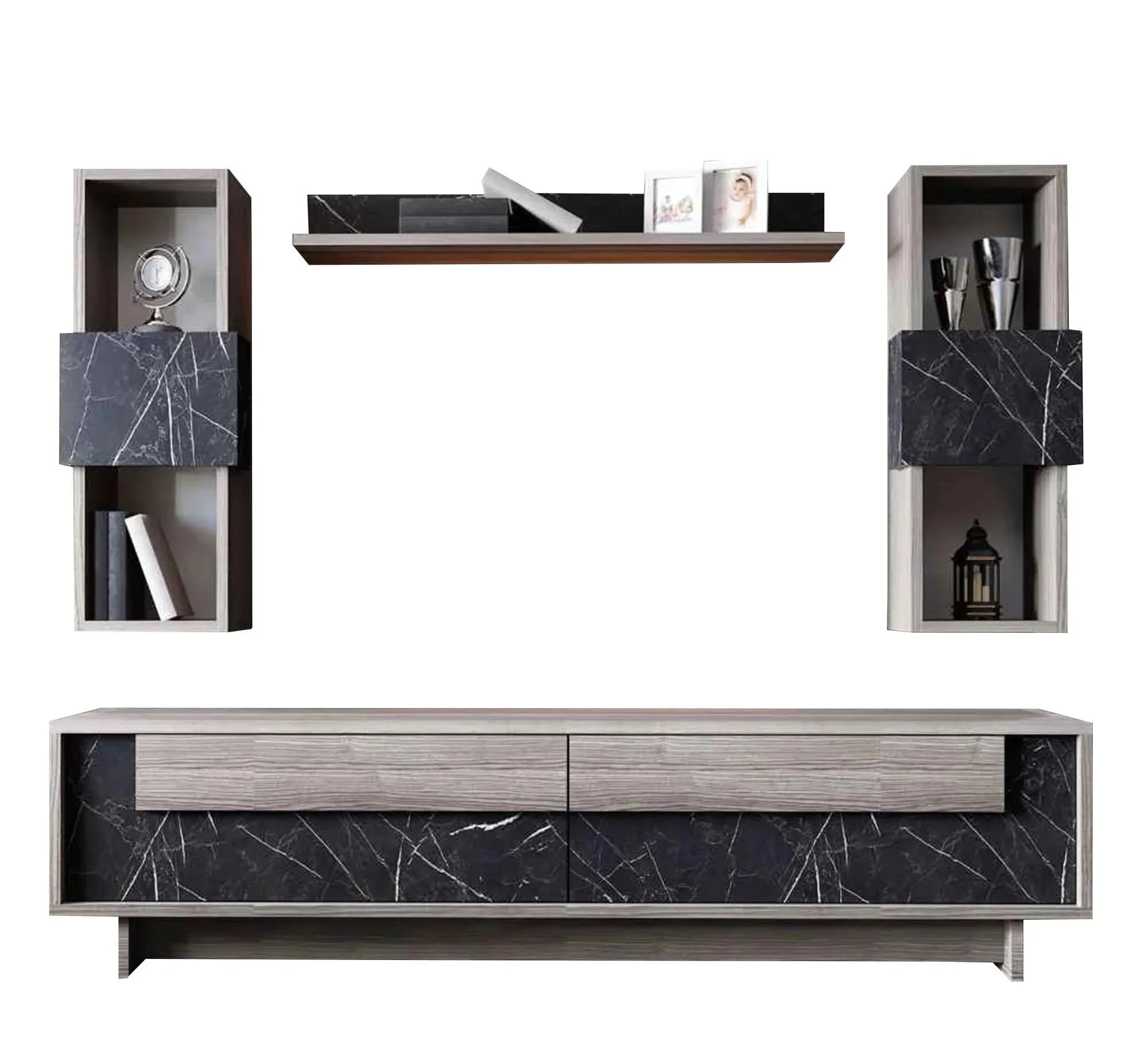 TV table - MDF wood - Beige & grey - 180x35x40 cm - Cataloug