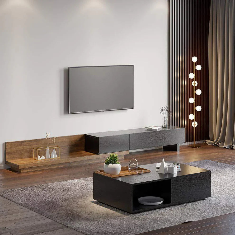 Bundle of TV Table and Coffee Table - MDF wood - Brown & grey - Cataloug