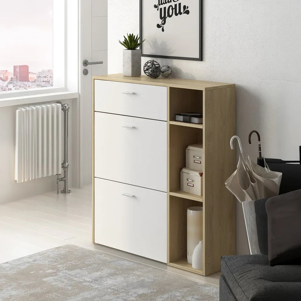 Shoe Rack - MDF wood - White & Beige - 80x35x100 cm - Cataloug