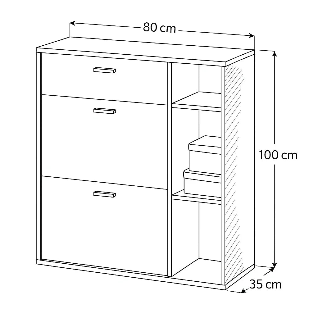 Shoe Rack - MDF wood - White & Beige - 80x35x100 cm - Cataloug