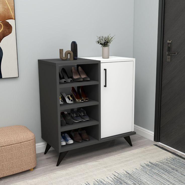 Shoe Rack - MDF wood - grey & White - 80x40x110 cm - Cataloug