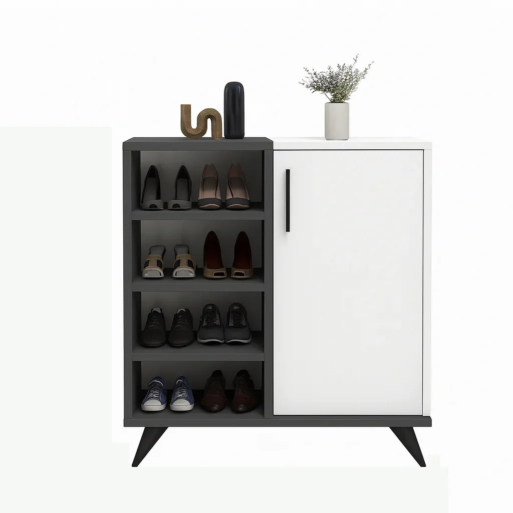 Shoe Rack - MDF wood - grey & White - 80x40x110 cm - Cataloug