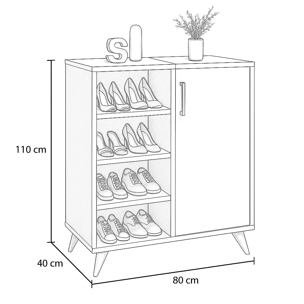 Shoe Rack - MDF wood - grey & White - 80x40x110 cm - Cataloug