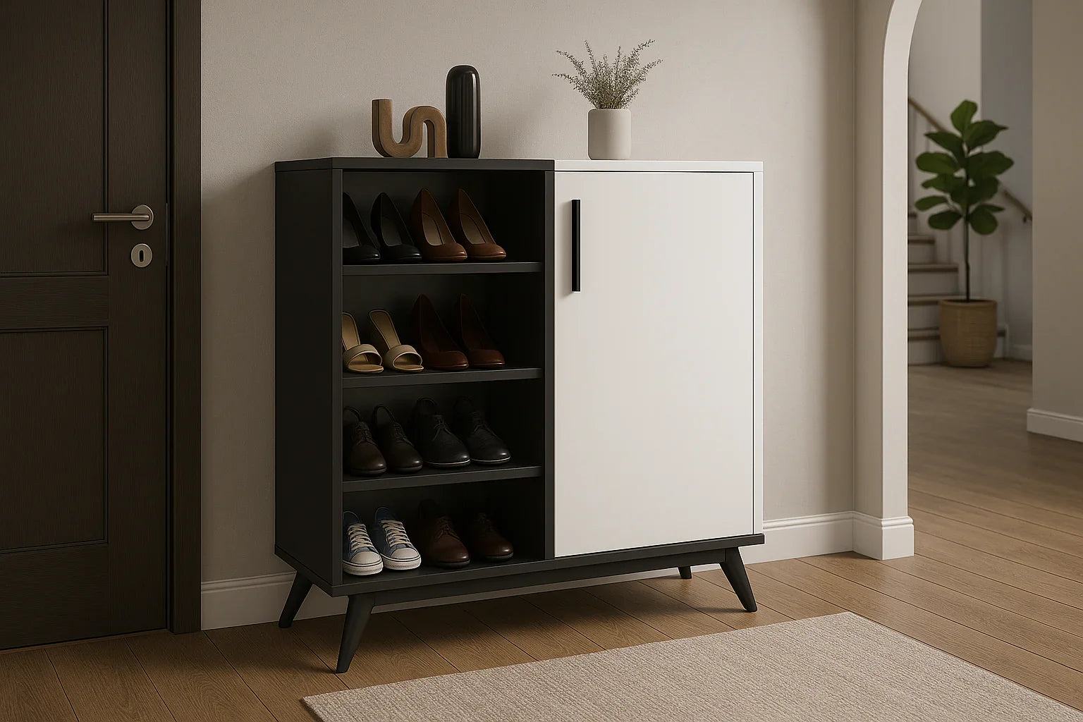 Shoe Rack - MDF wood - grey & White - 80x40x110 cm - Cataloug