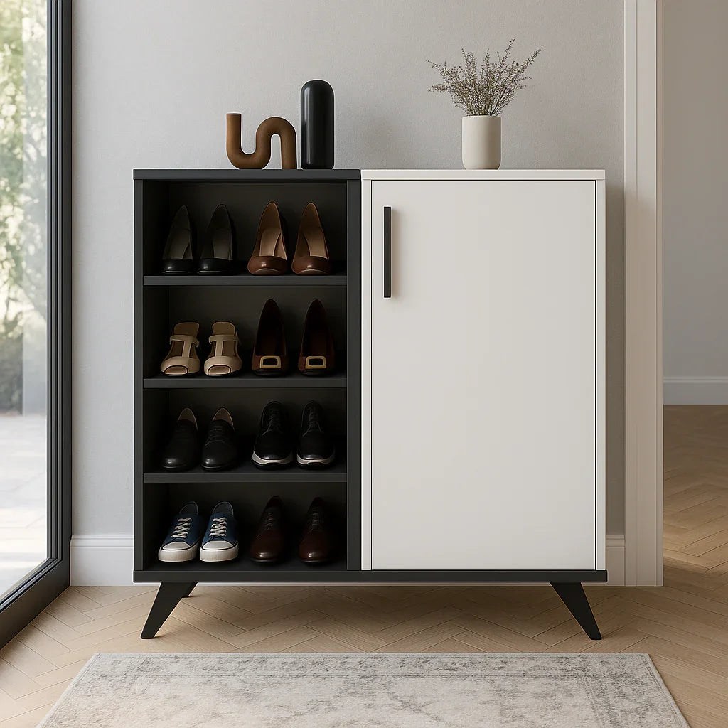 Shoe Rack - MDF wood - grey & White - 80x40x110 cm - Cataloug