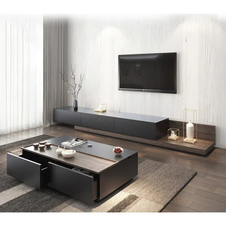 Bundle of TV Table and Coffee Table - MDF wood - Brown & grey - Cataloug