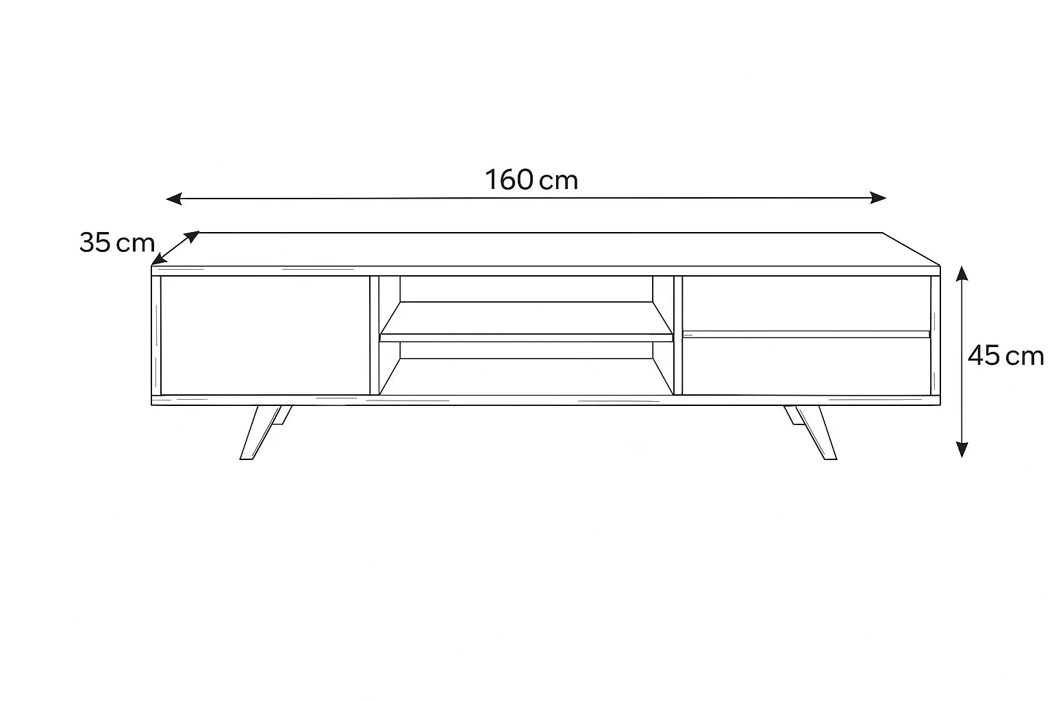 TV table - MDF wood - Beige & grey - 160x35x45 cm - Cataloug