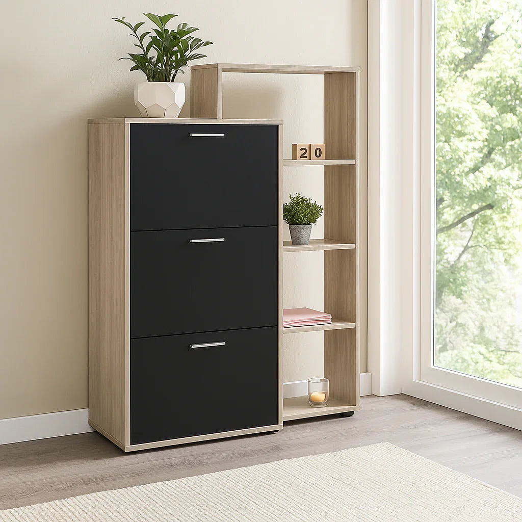 Shoe Rack - MDF wood - Beige & grey - 80x35x120 cm - Cataloug