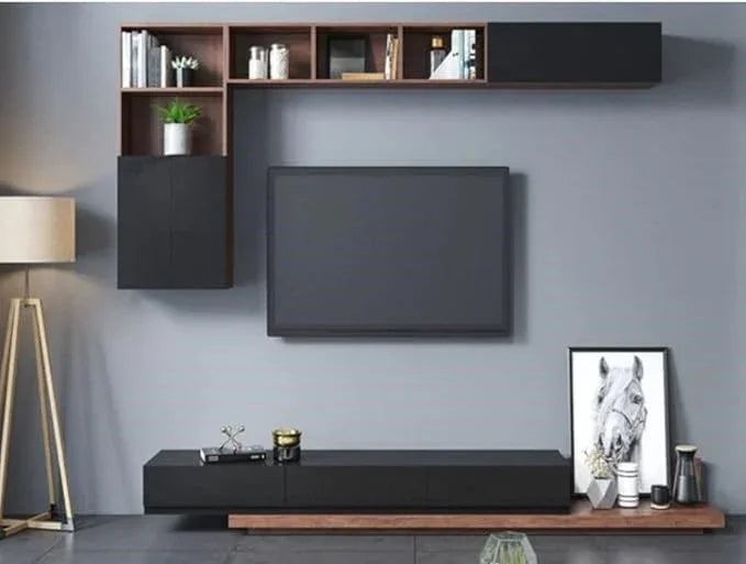 Bundle of TV Table and Coffee Table - MDF wood - Brown & Black - Cataloug