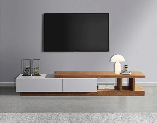 TV table - MDF wood - Brown & White - 190x40x40 cm - Cataloug