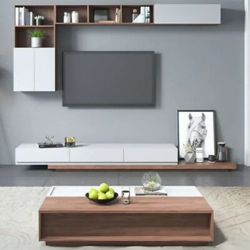 Bundle of TV Table and Coffee Table - MDF wood - Brown & White - Cataloug