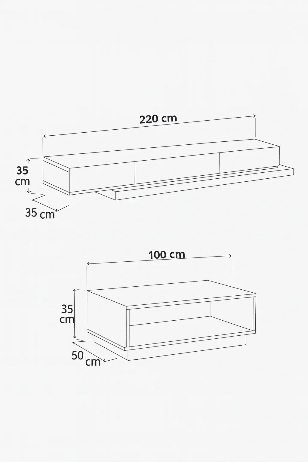 Bundle of TV Table and Coffee Table - MDF wood - Brown & White - Cataloug