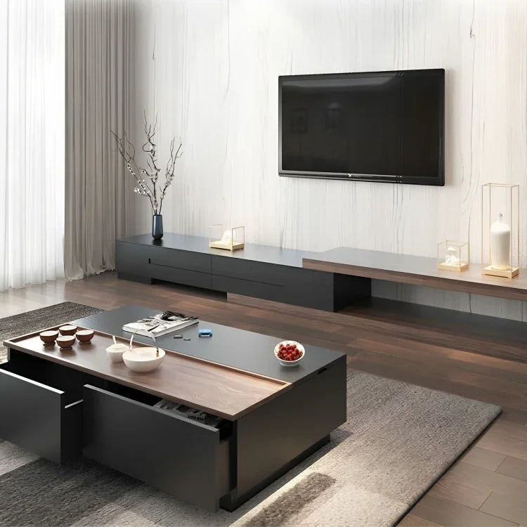 Bundle of TV Table and Coffee Table - MDF wood - Brown & Black - Cataloug