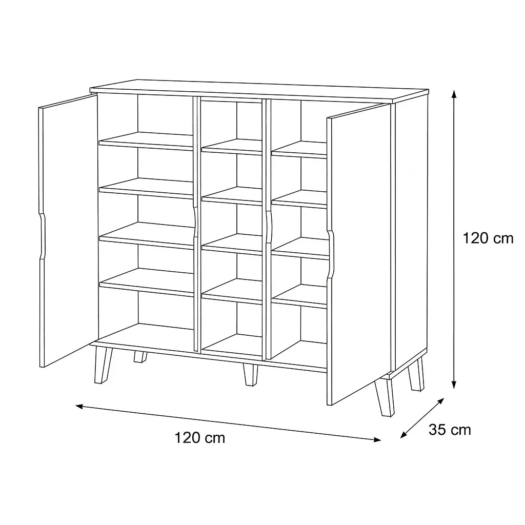 Shoe Rack - MDF wood - Brown - 120x35x120 cm - Cataloug