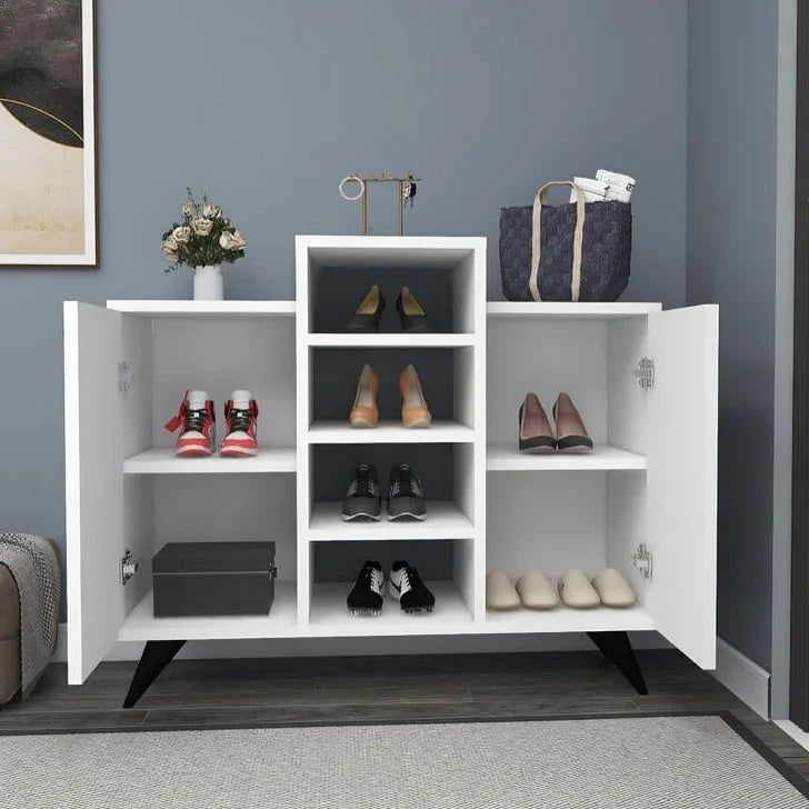 Shoe Rack - MDF wood - White - 120x35x110 cm - Cataloug