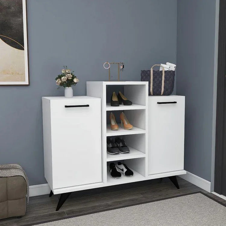 Shoe Rack - MDF wood - White - 120x35x110 cm - Cataloug