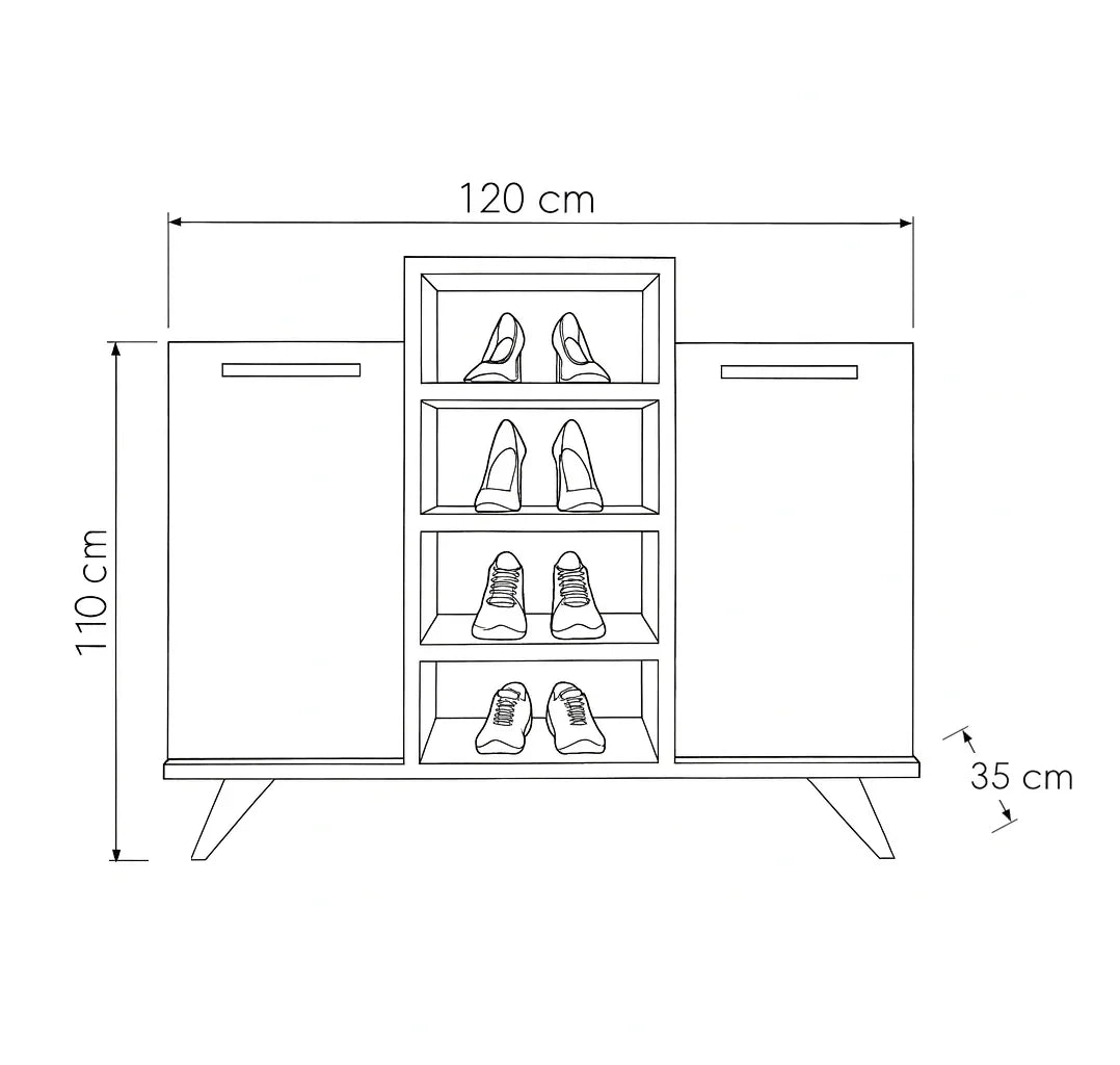 Shoe Rack - MDF wood - White - 120x35x110 cm - Cataloug