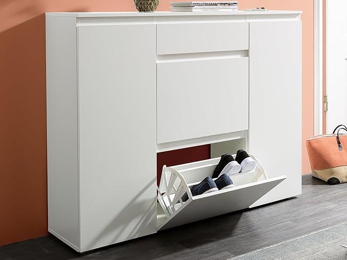 Shoe Rack - MDF wood - White - 140x35x110 cm - Cataloug