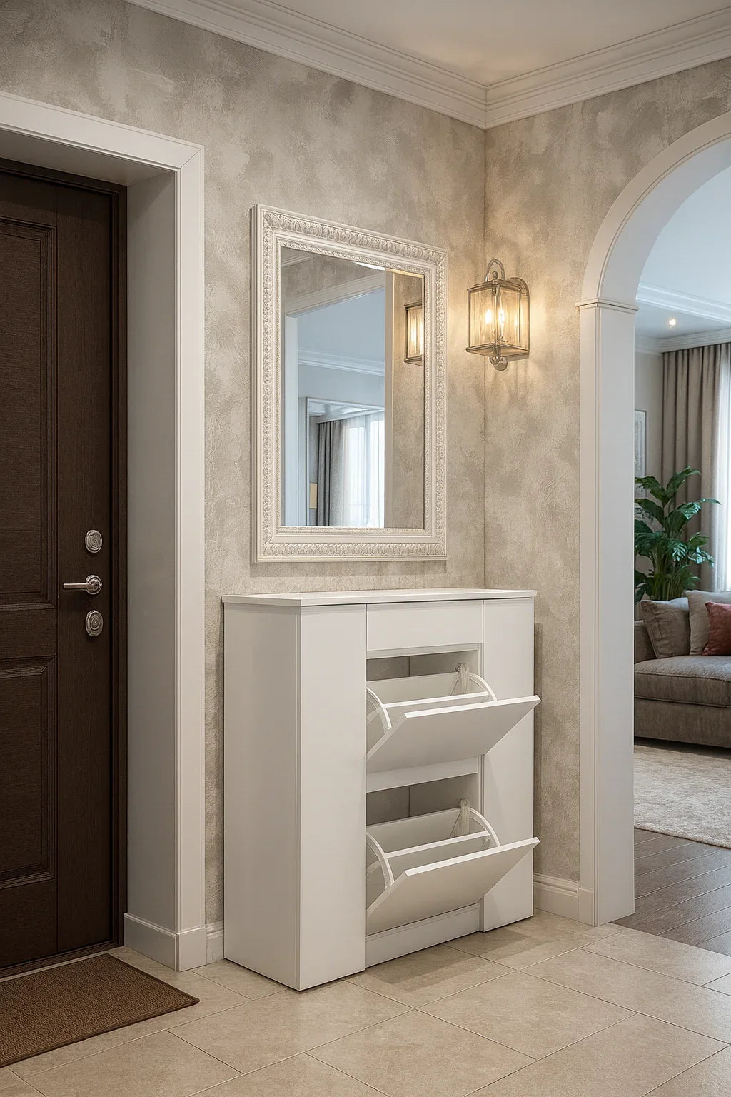 Shoe Rack - MDF wood - White - 140x35x110 cm - Cataloug