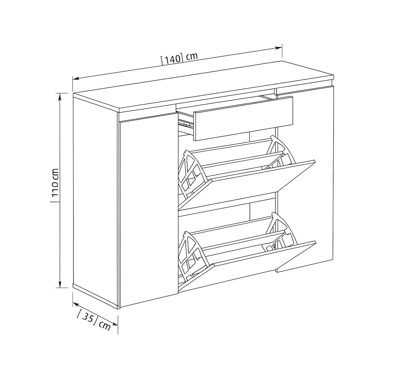 Shoe Rack - MDF wood - White - 140x35x110 cm - Cataloug