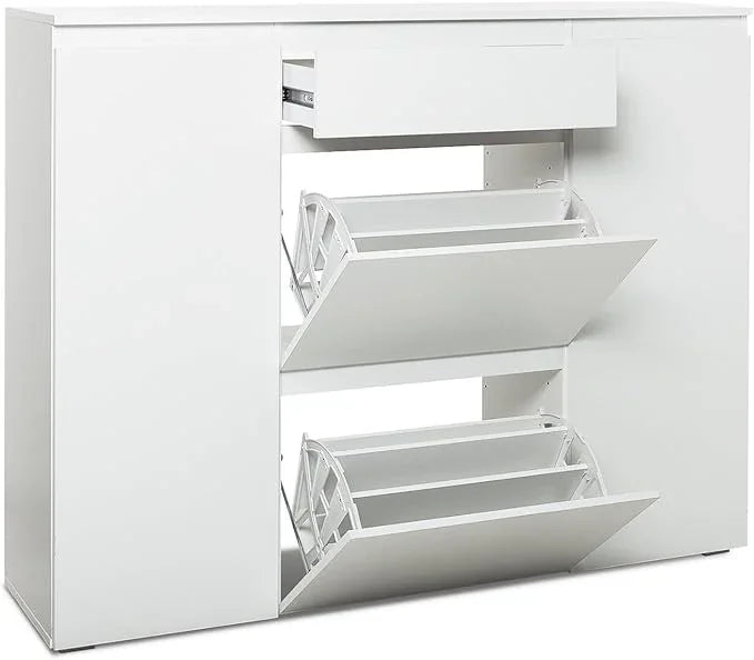 Shoe Rack - MDF wood - White - 140x35x110 cm - Cataloug